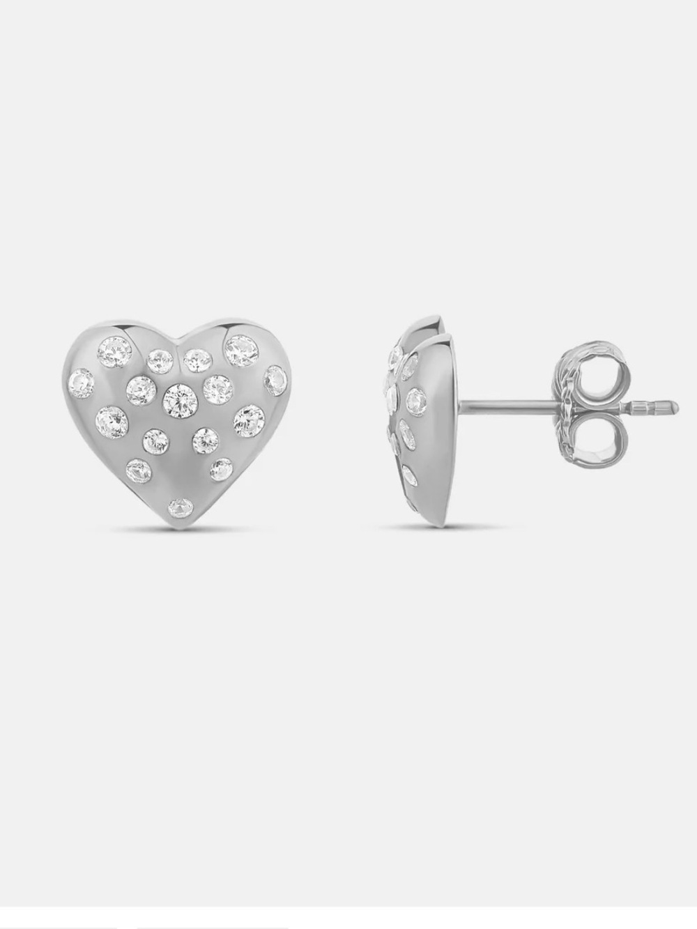SHYMI Puffy Heart Stud Earrings with Scattered Stones